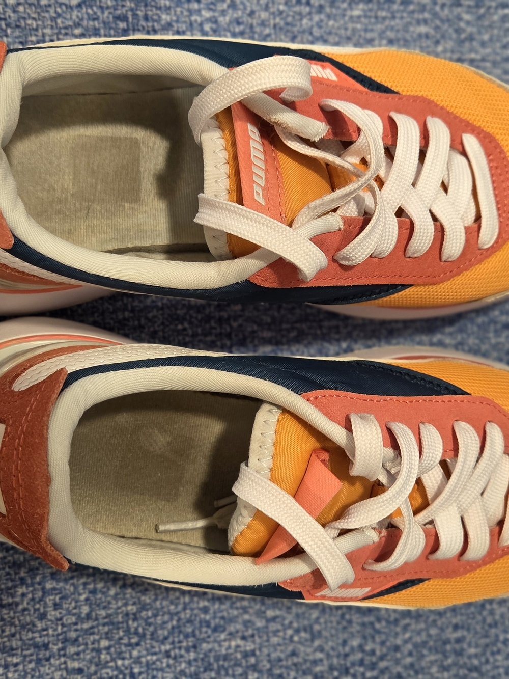 Puma Cruise Rider sneakers Wms 7.5 orange navy blue coral colorway Platform Sole - Picture 7 of 9